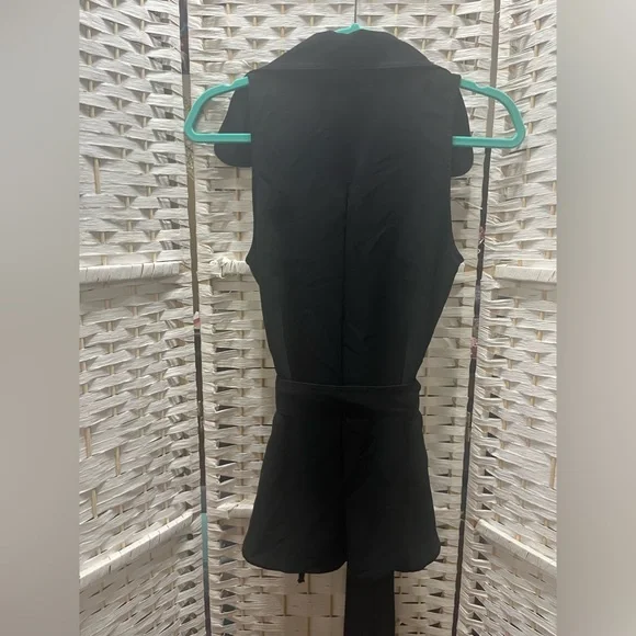 ZARA Black Sleeveless, Wrap Tunic Top with Tie-Waist Small - Picture 10 of 11